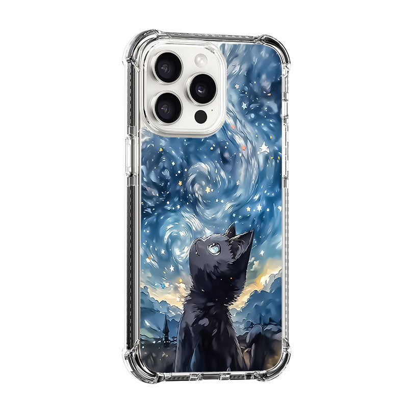 Cat under the starry sky facing left Design shockproof Magsafe Case