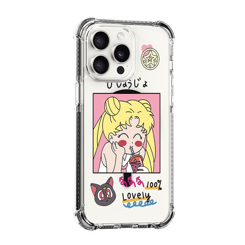 Sailor Moon drinking bubble tea Design shockproof Magsafe Case