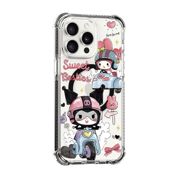 Kuromi&My Melody Riding Motobike Design shockproof Magsafe Case