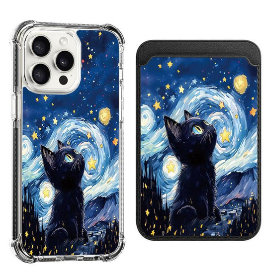 Cat under the starry sky facing right Design shockproof Magsafe Case