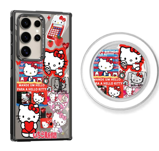 Red Hello Kitty Design Magnetic Samsung Galaxy Phone Case