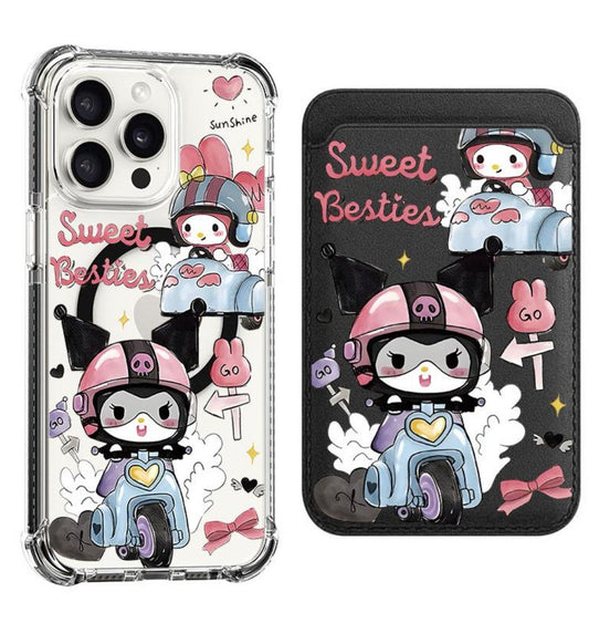 Kuromi&My Melody Riding Motobike Design shockproof Magsafe Case