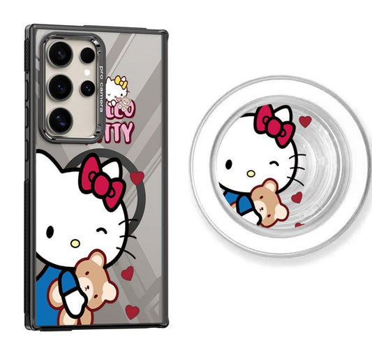 Hello Kitty with Bear Design Magnetic Samsung Galaxy Phone Case