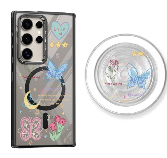 Butterfly&Rose Design Magnetic Samsung Galaxy Case