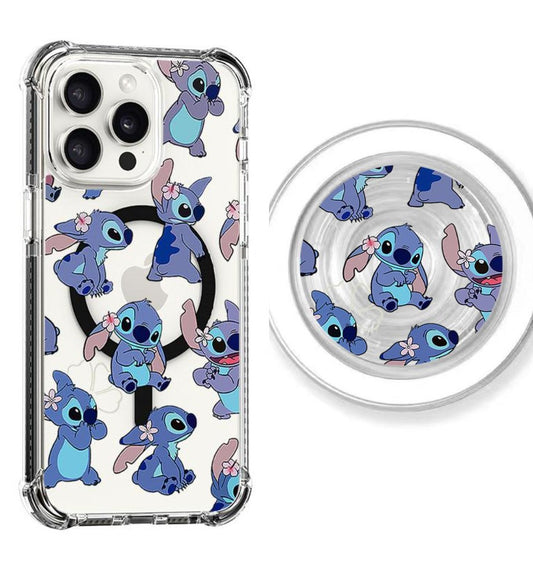 Stitch Flowers on the head Design shockproof Magsafe Case