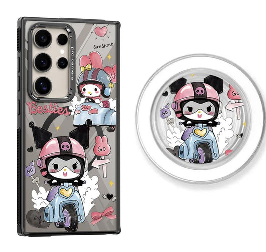 Kuromi Riding Motobike Design Magnetic Samsung Galaxy Phone Case