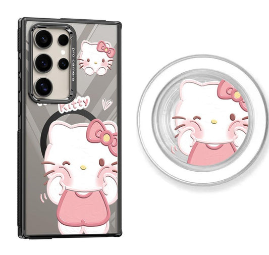 Pinch Hello Kitty's Face Design Magnetic Samsung Galaxy Phone Case